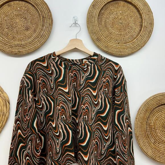 Zara Orange Green Colorful Funky Hippie Boxy Knit Long Sleeve Top Small - Picture 4 of 6
